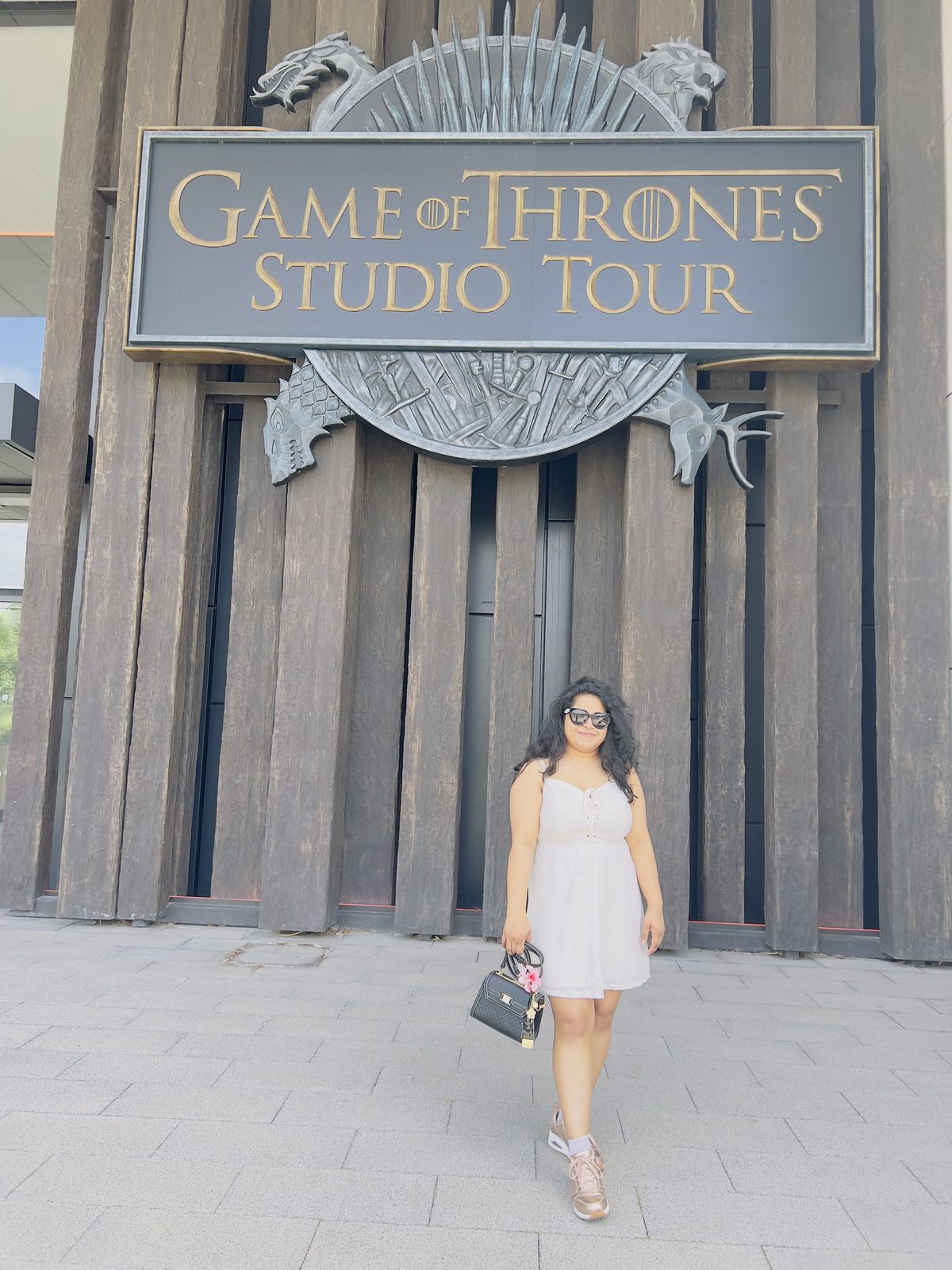 Standing at the entrance of the Game of Thrones Studio Tour
